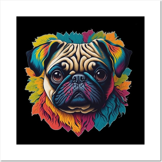 Colourfull Pug Wall Art by MrPug